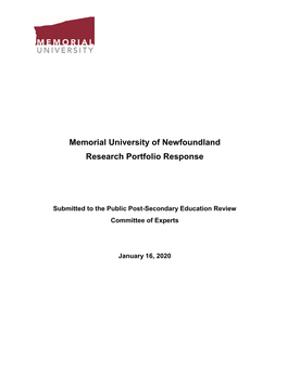 Memorial University of Newfoundland Research Portfolio Response