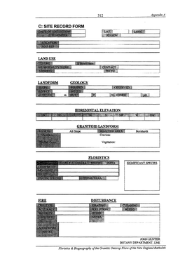 Site Record Form Fire Disturbance