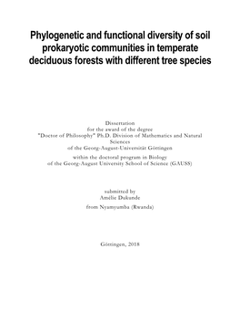 Phylogenetic and Functional Diversity of Soil Prokaryotic Communities in Temperate Deciduous Forests with Different Tree Species