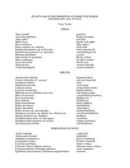 Hamiliton Marsh Master List