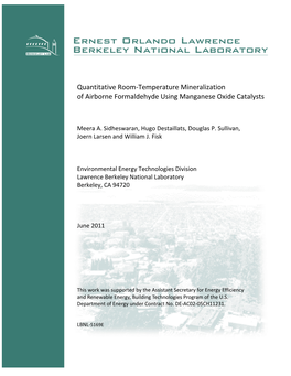 Formaldehyde Removal with Manganese Oxide-Based Room