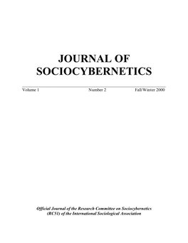 Journal of Sociocybernetics I, 2