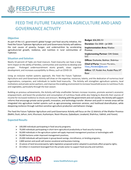 Feed the Future Agriculture and Land Governance Activity Fact