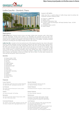 Lodha Casa Rio - Dombivli, Thane Luxury in All Realms