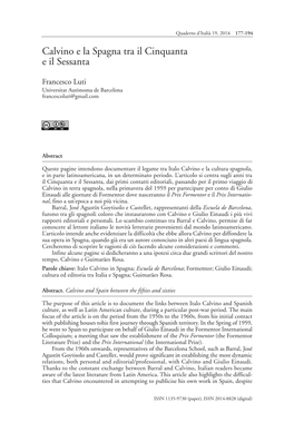 Calvino E La Spagna Tra Il Cinquanta E Il Sessanta