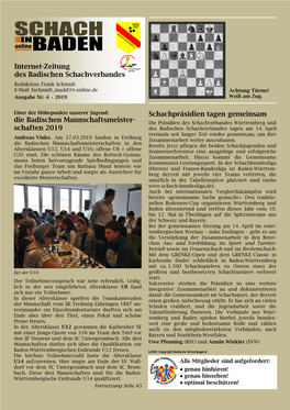 Internet-Zeitung Des Badischen Schachverbandes