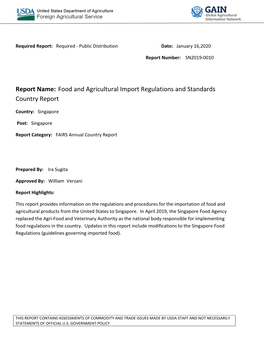 Food and Agricultural Import Regulations and Standards Country Report