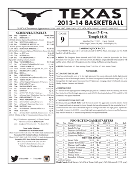 2013-14 BASKETBALL 30 NCAA Tournament Appearances: 1939, 1943, 1947, 1960, 1963, 1972, 1974, 1979, 1989-92, 1994-97, 1999-2012