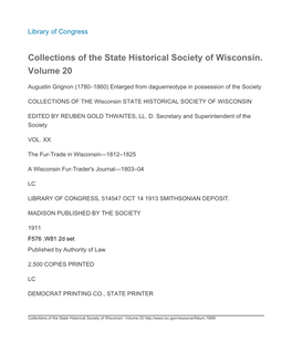 Collections of the State Historical Society of Wisconsin