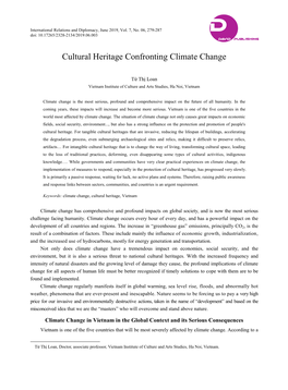 Cultural Heritage Confronting Climate Change