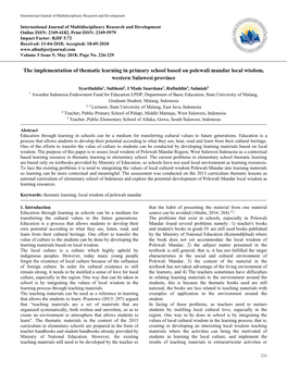 The Implementation of Thematic Learning in Primary School Based on Polewali Mandar Local Wisdom, Western Sulawesi Province