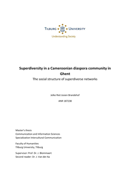 Superdiversity in a Cameroonian Diaspora Community in Ghent the Social Structure of Superdiverse Networks