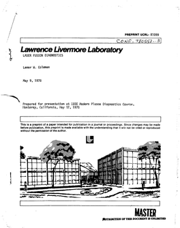 LASER FUSION DIAGNOSTICS .Ft*-