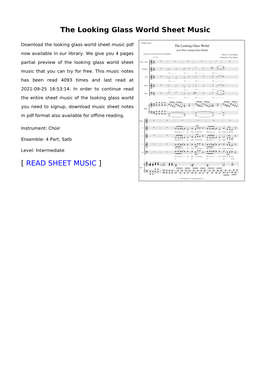 The Looking Glass World Sheet Music