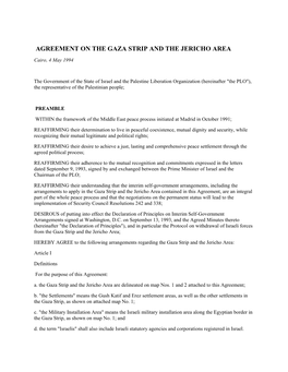 Agreement on the Gaza Strip and the Jericho Area