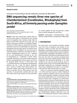 DNA Sequencing Reveals Three New Species of Chamberlainium