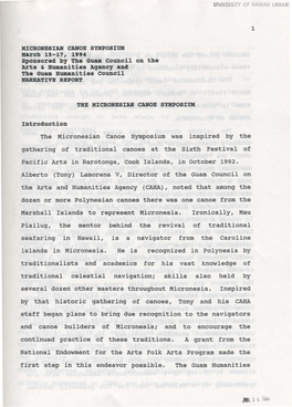 The Micronesian Canoe Symposium Was Inspired by the Gathering of Traditional Canoes at the Sixth Festival of Pacific Arts in Rarotonga, Cook Islands, in October 1992