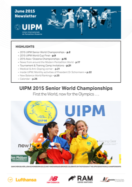 UIPM 2015 Senior World Championships First the World, Now for the Olympics