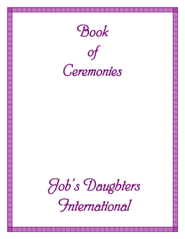 Book of Ceremonies Job's Daughters International