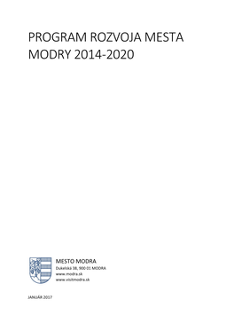 Program Rozvoja Mesta Modry 2014-2020