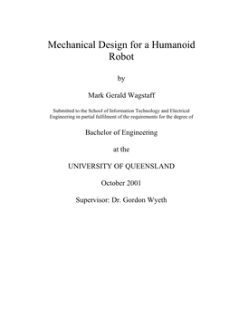 Mechanical Design for a Humanoid Robot