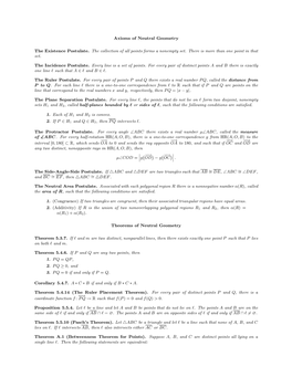 Axioms of Neutral Geometry the Existence Postulate. the Collection