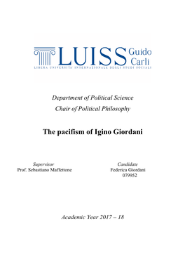 The Pacifism of Igino Giordani