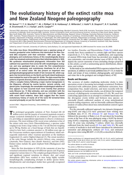 The Evolutionary History of the Extinct Ratite Moa and New Zealand Neogene Paleogeography M