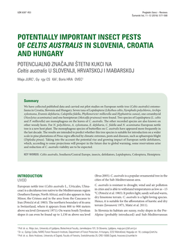 Potentially Important Insect Pests of Celtis Australis in Slovenia, Croatia and Hungary 579