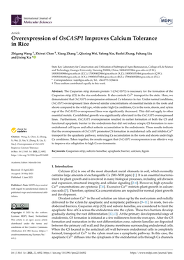 Overexpression of Oscasp1 Improves Calcium Tolerance in Rice