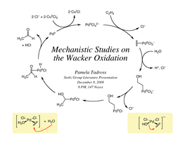 Wacker Oxidation H O + – II H , Cl Pd Cl Pamela Tadross H3C H Stoltz Group Literature Presentation OH December 8, 2008 8 PM, 147 Noyes Pdiicl – HO 2 OH Pdiicl