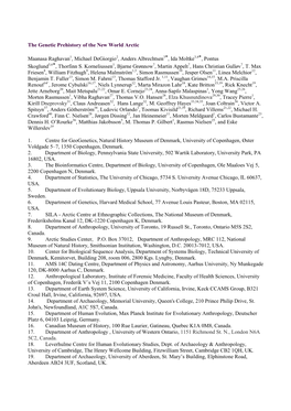 The Genetic Prehistory of the New World Arctic Maanasa Raghavan1