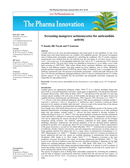 Screening Mangrove Actinomycetes for Anticandida Activity