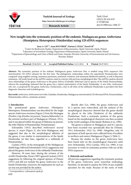 New Insight Into the Systematic Position of the Endemic Madagascan Genus Amberiana (Hemiptera: Heteroptera: Dinidoridae) Using 12S Rdna Sequences