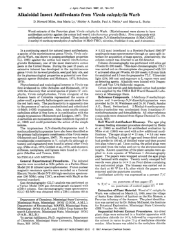 Alkaloidal Insect Antifeedants from Virola Calophylla Warb