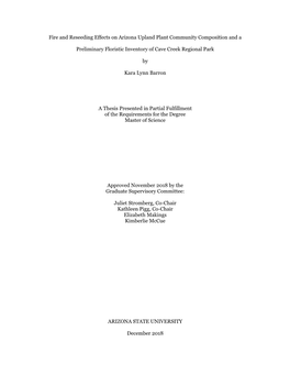 Fire and Reseeding Effects on Arizona Upland Plant Community Composition and A