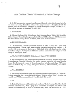 1996 Cardinal Classic VI Stanford a Packet-Tossups
