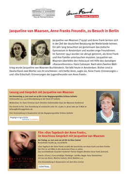 Einladung Veranstaltungen-Anne Frank