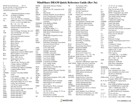 DRAM Terms and Glossary Rev 5A DIMM Dual In-Line Memory Module NF No Function, DNU, T 1T, 2T, 3T, Etc