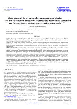 Mass Constraints on Substellar Companion Candidates from the Re