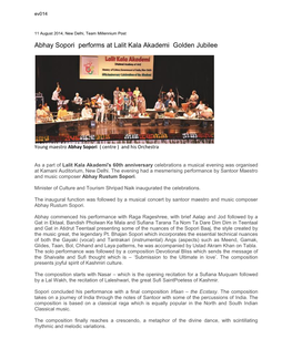 Abhay Sopori Performs at Lalit Kala Akademi Golden Jubilee