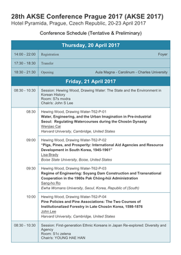 28Th AKSE Conference Prague 2017 (AKSE 2017) Hotel Pyramida, Prague, Czech Republic, 20-23 April 2017