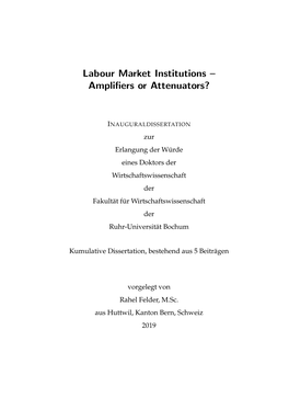 Labour Market Institutions : Amplifiers Or Attenuators?