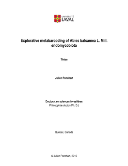 Explorative Metabarcoding of Abies Balsamea L. Mill. Endomycobiota