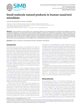 Small Molecule Natural Products in Human Nasal/Oral Microbiota