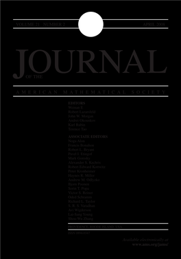 Journal of the American Mathematical Society This Journal Is Devoted to Research Articles of the Highest Quality in All Areas of Pure and Applied Mathematics