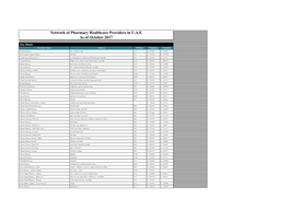 Network of Pharmacy Healthcare Providers in U.A.E As of October 2017