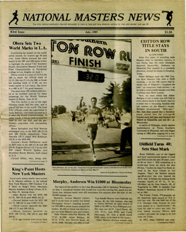 I NATIONAL MASTERS NEWS16 ^ ^ the Only National Publication Devoted Exclusively to Track & Field and Long Distance Running for Men and Women Over Age 30