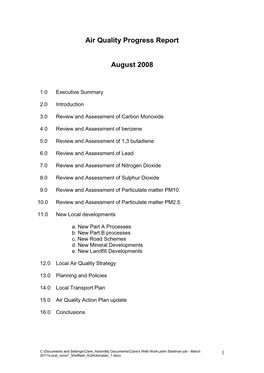 Air Quality Progress Report August 2008