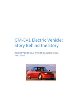 GM-EV1 Electric Vehicle: Story Behind the Story